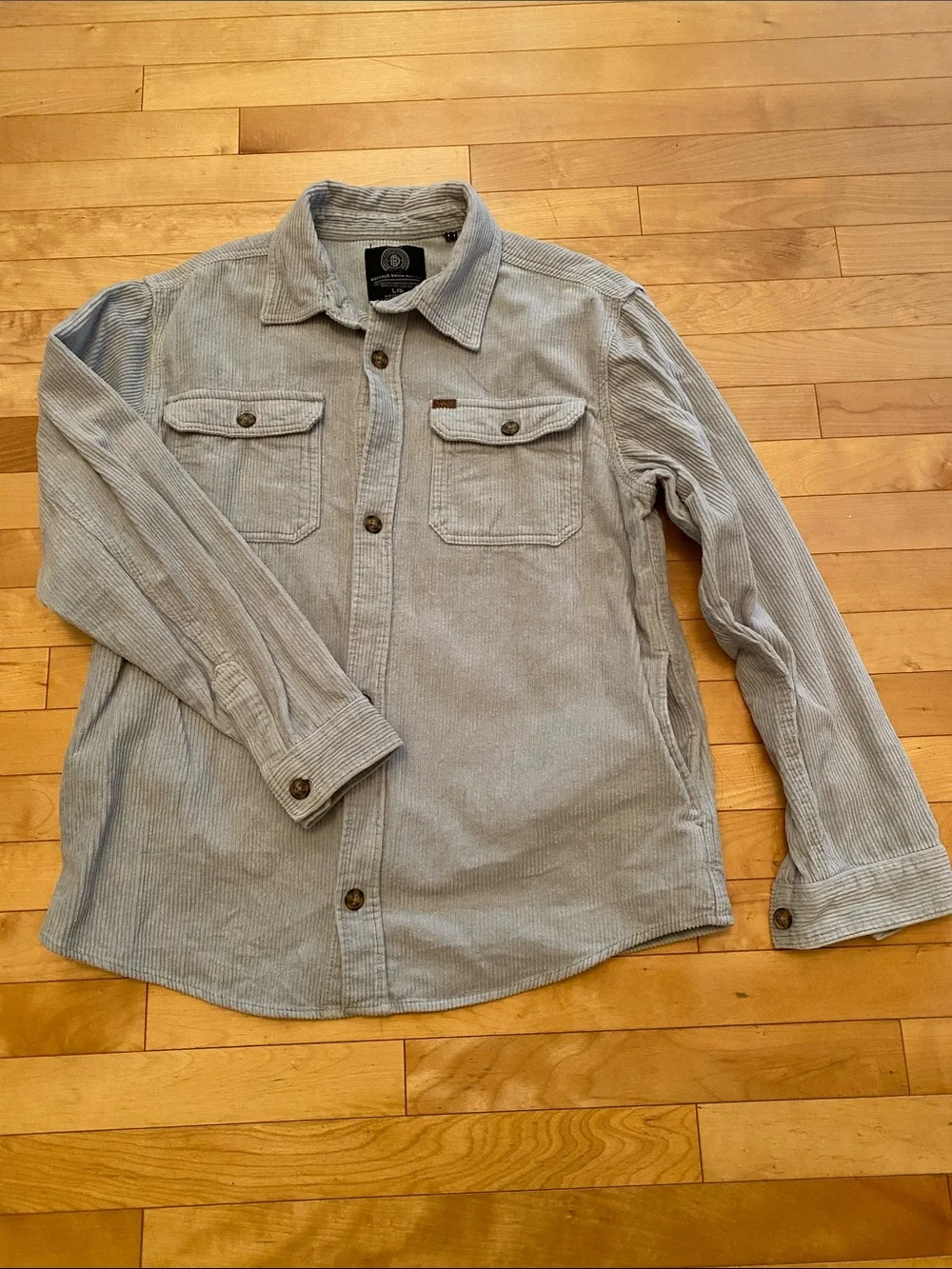 Buffalo David Bitton Men's Light Gray Corduroy Button-Down Shirt Jacket